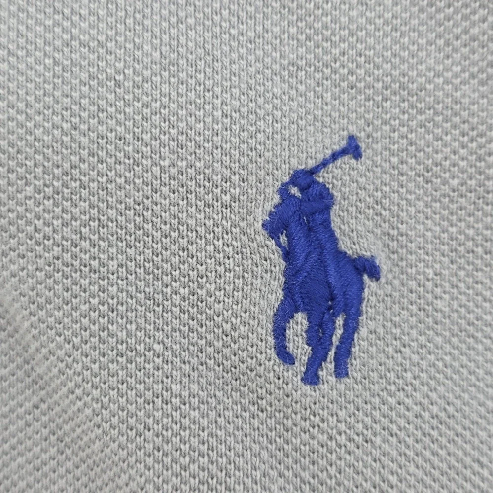 Polo Ralph Lauren Shirt Mens XXL Gray Short Sleeve Pique Mesh Blue Pony Polo